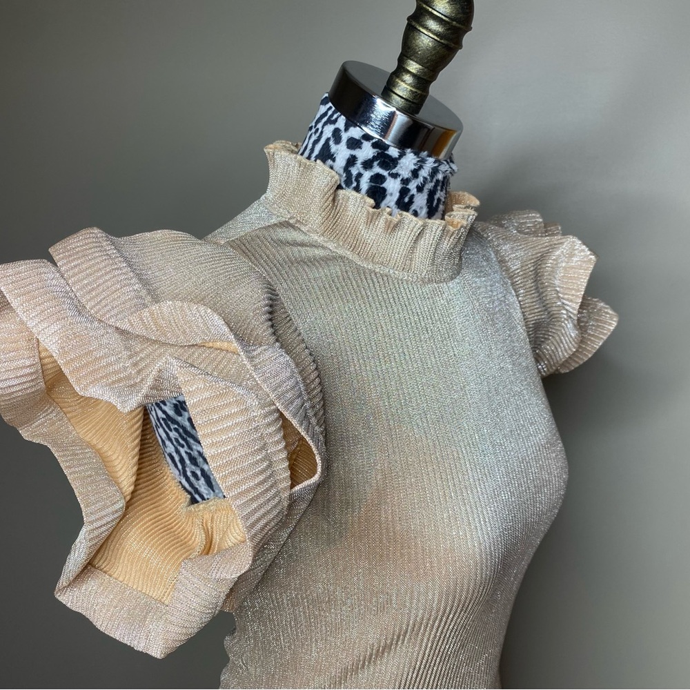 Elegant Cream Mini Dress with Ruffle Sleeves